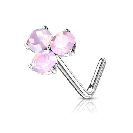 1 St. L-formet nesepiercing i 316L kirurgisk stål med 3 steiner