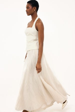 Felicia Wedin x NA-KD Jupe longue trapèze texturée - Jupes longues - Crème - EU 34