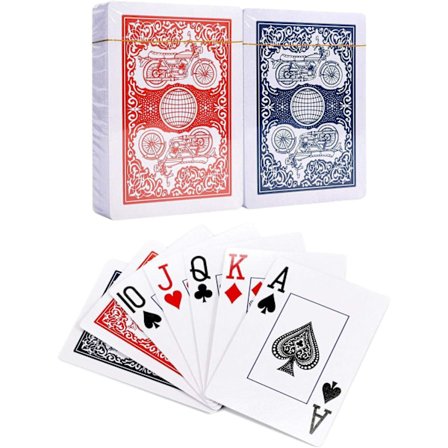Spillekort, Pokerstørrelse Standard Index, 2 kortstokker (1 blå og 1 rød), for Blackjack, Euchre, Canasta, Pinochle-spill