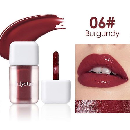 6 farve Lip Lipstick Water Gloss Tint, Fugtgivende Vandtæt Flydende Læbestift, Ikke-klæbende, Høj Pigmentering, Langtidsholdbare Farver