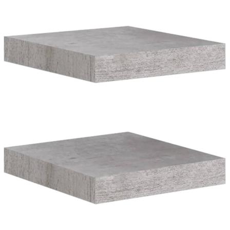 Vidaxl Svävande Vägghyllor 2 St Betonggrå 23x23,5x3,8 Cm Mdf Grå