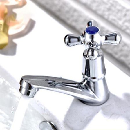 Koldt vandhane til håndvask i badeværelset, moderne håndvaskhane med filter, krydshåndtagsdesign til