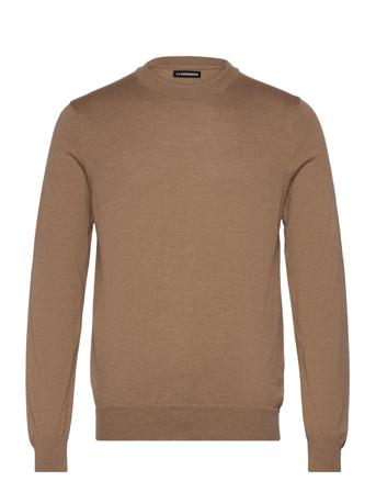 Keane Merino Crew Neck Sweater Tops Knitwear Round Necks Brown J. Lindeberg