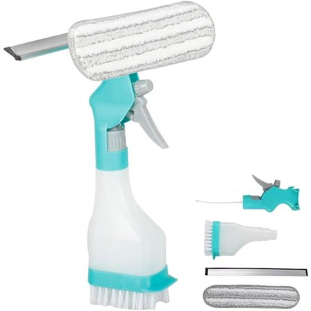 Vinduesrenser, 4-i-1 Multifunktionel Skraber med Sprayflaske til Indendørs og Udendørs Glasoverflader
