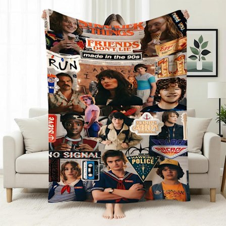 Stranger Things 5 Fleecefodrad Varm Filt, Stranger Things-tema Filt för Tupplurar, Flanellfilt, Specialtillverkad