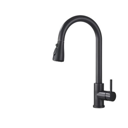 Svart Kök Kran Flexibel Utdrag 2 lägen munstycke varmt kallt vatten blandare kran