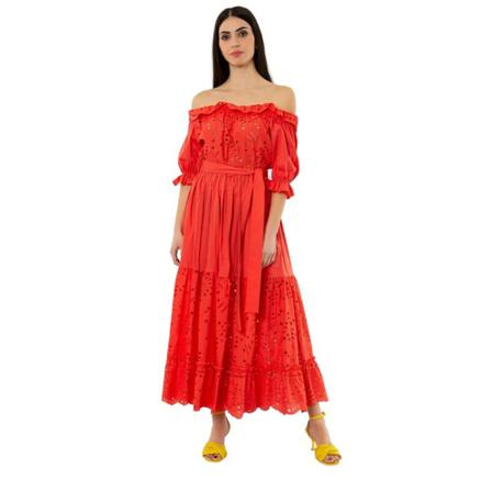 D.Exterior, Long sangallo lace dress Rood, Dames, Maat:L