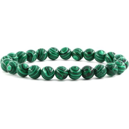 Kristalliranneke, 8 mm luonnonkivihelmiranneke, parantava kristalliranneke naisille ja miehille Malachite