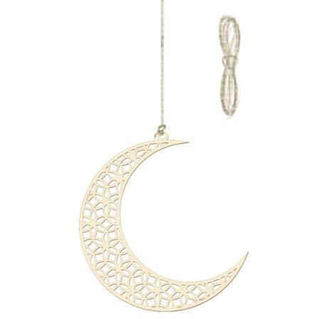 Eid trævedhæng Hollow Moon Star Castle Træhåndværk kunstpynt til muslimsk Ramadan Mubarak festdekoration