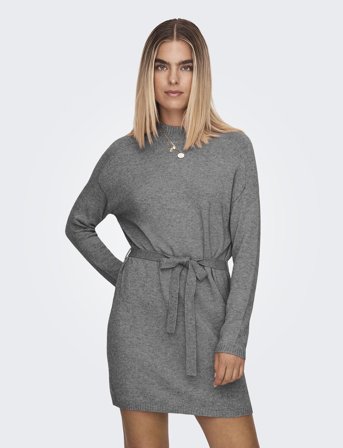 ONLY Onlleva Ls Belt Dress Ex Knt - Grey - L