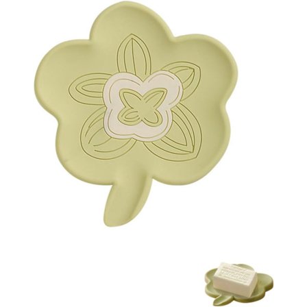 Skridsikker sæbeskål/bakke i silikone med vinklet støtte til badeværelse, brusebad, køkken eller badekar (Grøn) - Let at rengøre