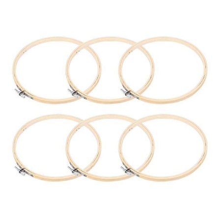 6 st Broderiset Korsstygn Bambu Ram Cirkel Broderi Skjul Gör-det-själv Handarbete Sömnadsverktyg (15cm Khaki)