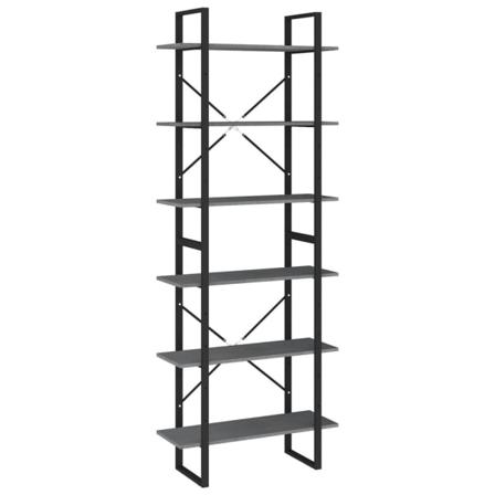 Vidaxl Hög Bokhylla Grå 80x30x210 Cm Massiv Furu Grå
