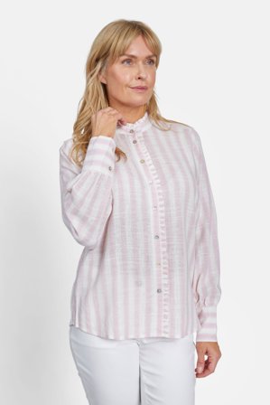 BRANDTEX - Hør Skjorte - Lys Rosa - Flæsekrave