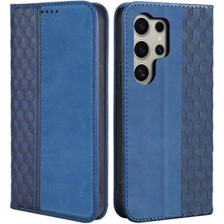 Coque - BOOLING - för Samsung Galaxy S24 Ultra - Skydd mot repor - Mosaikmönster - Syntetläder Marinblå