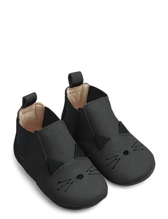 Edith Leather Slippers Black Liewood