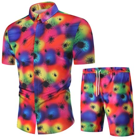 Herr 2-delad outfit sommar shorts kostym
