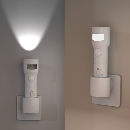 LED-natlampe med bevægelsessensor og justerbar lysstyrke - genopladelig lommelygte til trapper, køkken, soveværelse og entre [DB]