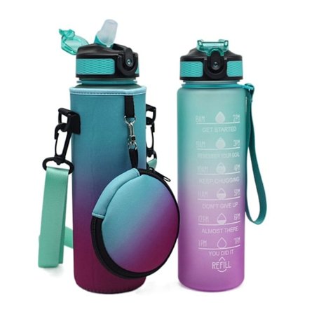 Vattenflaska sleeve förvaringsväska GRÖN&LILA