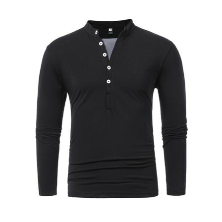 Enfärgad Tröja För Män Henley Krage Långärmad Enfärgad Tröja