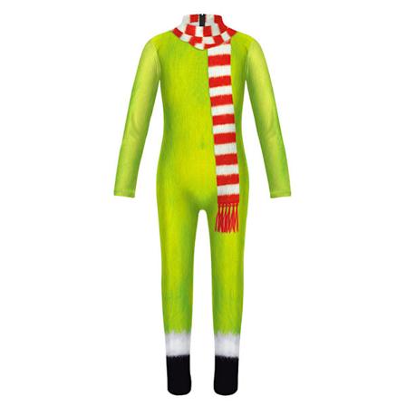 Børn Piger Drenge Julefest Grinches Cosplay Kostume Jumpsuit Udklædning