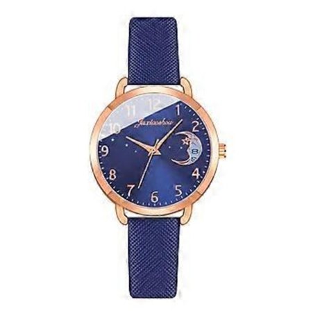 Naisten muodikkaat rannekellot nahkaiset arkikäyttöön - Elegantti naisten nahkakello kristallilla