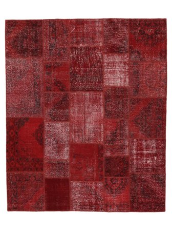 Patchwork Tapete 250X300 Vintage Lã Vermelho Escuro/Preto Grande Carpetvista