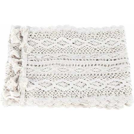 Macrame-bord, vintage virkad bomullsduk med tofsar, för bröllopsmatbord, bohemisk stil (24X220 cm)