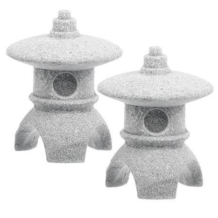 2 kpl Miniatyyri Pagoodi-patsas Japanilainen Tyyli Pagoodi-lyhty Patsas Mini Puutarha Asettelu Pagoodi-lyhty Harmaa 2.8X2.2X2.2CM Grey 2.8X2.2X2.2CM