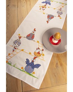 Stickpackung Tischläufer Lustige Hühner - Vervaco