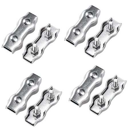 Wire Rope Clip, 8 stycken M4 Wire Rope Grips, 304 Rostfritt Stål