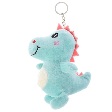 12cm Dinosaur plysj leketøy utstoppet myk anheng dukker med nøkkelring nøkkelring gave (blå)