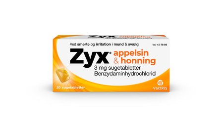 Zyx Appelsin & Honning Sugetabletter 3 mg 20 stk, Medicin & Pleje, Håndkøbsmedicin, Forkølelse