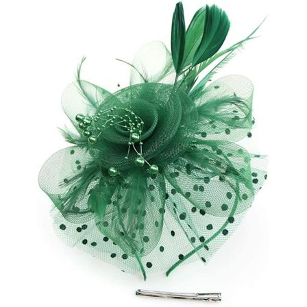 Fascinators Hat for Women Ladies Wedding Fascinators Tea Party Hat Flapper Pillbox Hat Ascot Race Hat Feather Flower(dark green)