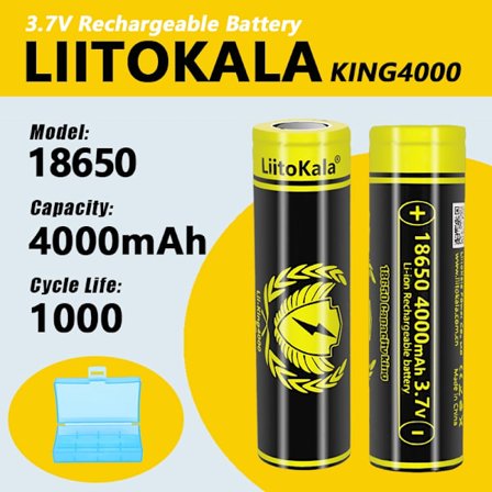 1-40 kpl LiitoKala King4000+laatikko 18650 4000mah akku Suurin kapasiteetin CDR 10A 3.6V ladattava akku VapeMod taskulampulle