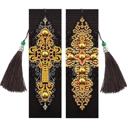 2 st 5D Diamantmålning Bokmärken (C,210*60mm), Läder Tassel Bokmärke, Nummer Broderi Bokmärken, med Tassel, för Mors Dag, Alla Hjärtans Dag