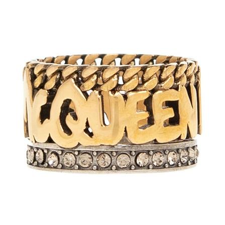 Alexander McQueen Rings Gul, Dame Ringe, Størrelse: 52 MM