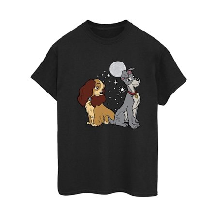 Disney Dam/Kvinnor Lady Och Lufsen Måne Bomull Boyfriend T-shirt