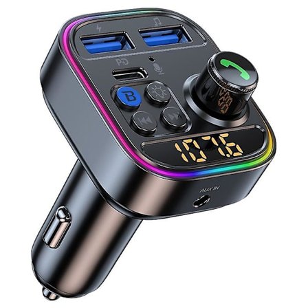 Bluetooth 5.3 FM-sender med én-knaps bas MP3-afspiller trådløs håndfri billader Qc3.0 Pd30w hurtigoplader (FMY)