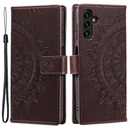 SKALO Samsung A35 5G Mandala lompakkokotelo - Ruskea