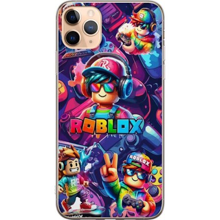 Kompatibelt Mobilskal till Apple Apple iPhone 11 Pro Max Färgstark Roblox-gamingillustration med flera karaktärer, handkontroller, neonljus och dyna