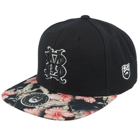 Bearded Man - Nero snapback Cappellino - Monogram Black/Floral Red Snapback @ Hatstore
