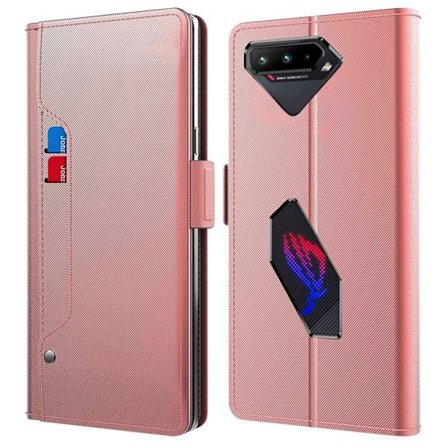 För Asus Rog Phone 5 Spegelfunktion Magnetisk stängning Pu Läder Phone case Folio Flip Stand Korthållare Cover