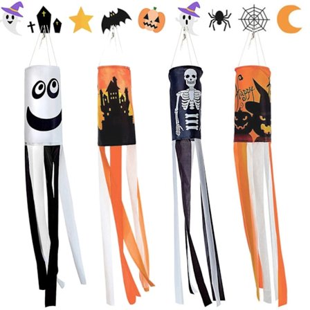 Halloween Vindflöjel Flagga Yard Trädgård Gräsmatta Plug Poles