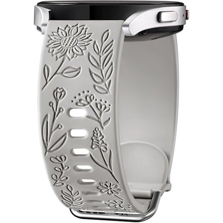 Auringonkukkakaiverrettu ranneke yhteensopiva Samsung Galaxy Watch 7 6 5 4 40mm 44mm Naisten kanssa, 20mm pehmeä silikoniranneke Galaxy Watch Grey -