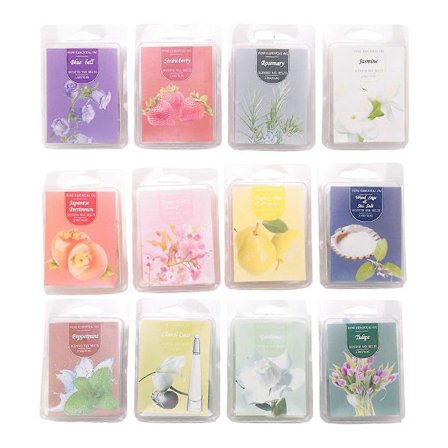 12-pakning duftvoks smeltevoks firkant, soyavoks smelter for varmere