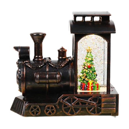 Lysende Sne Globe Lanterne Tog Statue Skrivebord Julevindue Julefigur Julemand