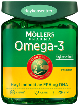 Möller's Pharma Omega-3 høykonsentrert kapsler 80 stk