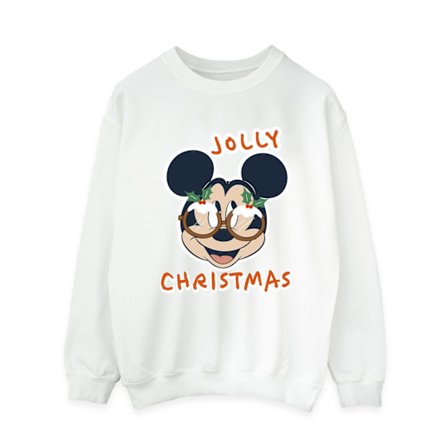 Disney Dam/Damer Mickey Mouse Jolly Christmas Glasses Sweatshirt