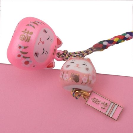 Dubbla Lucky Cat Hänge Japanska Lucky Cat Cat Ornaments